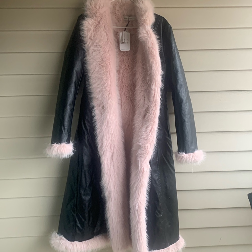 Glory Connection Fur Leather Trench Coat